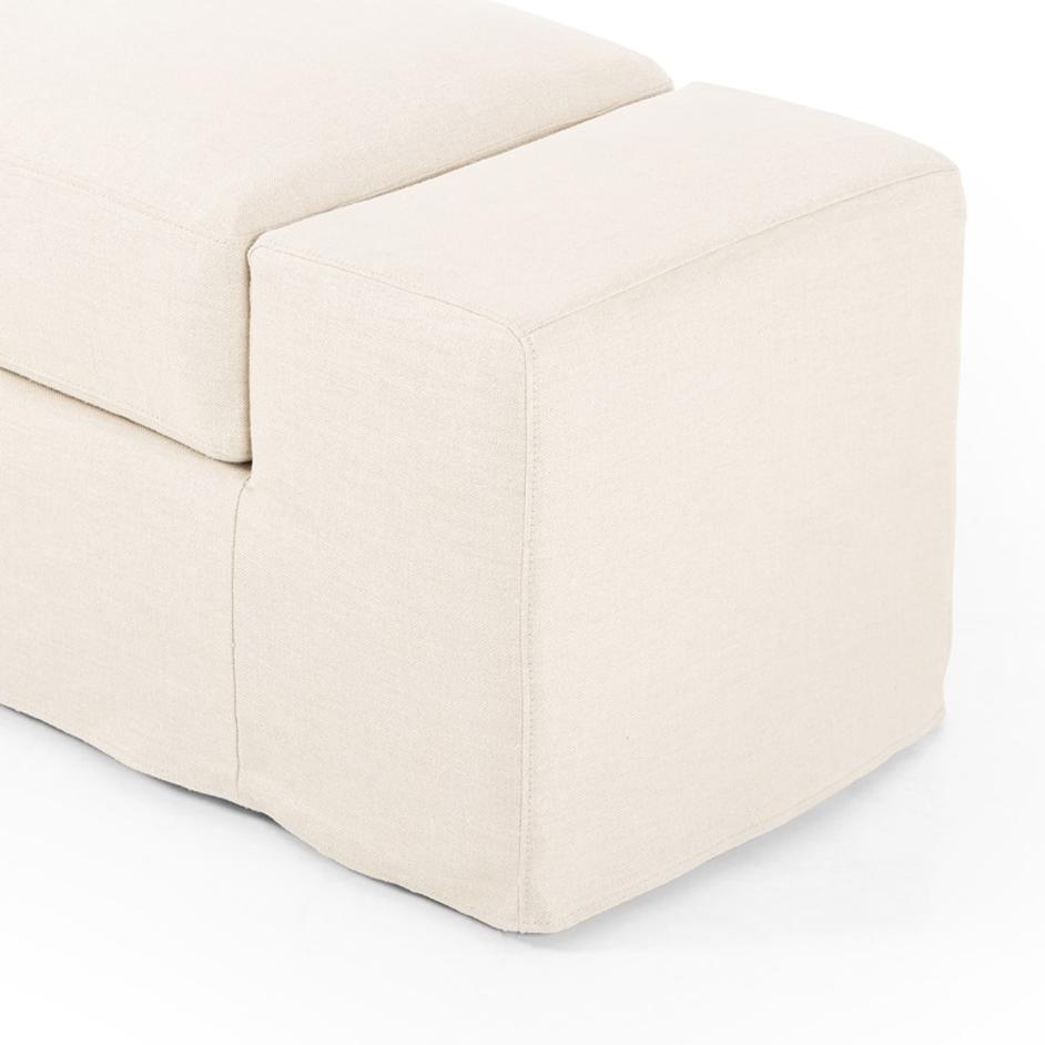 Wide Arm Slipcover Accent Bench In Natural by FOUR HANDS