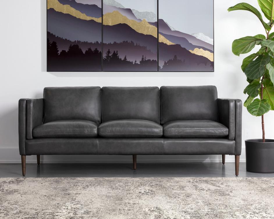 RICHMOND SOFA - BRENTWOOD CHARCOAL LEATHER by Sunpan