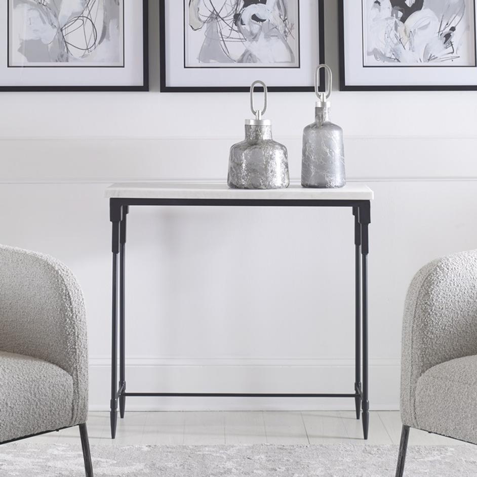 Bourges White Marble Console Table by Uttermost