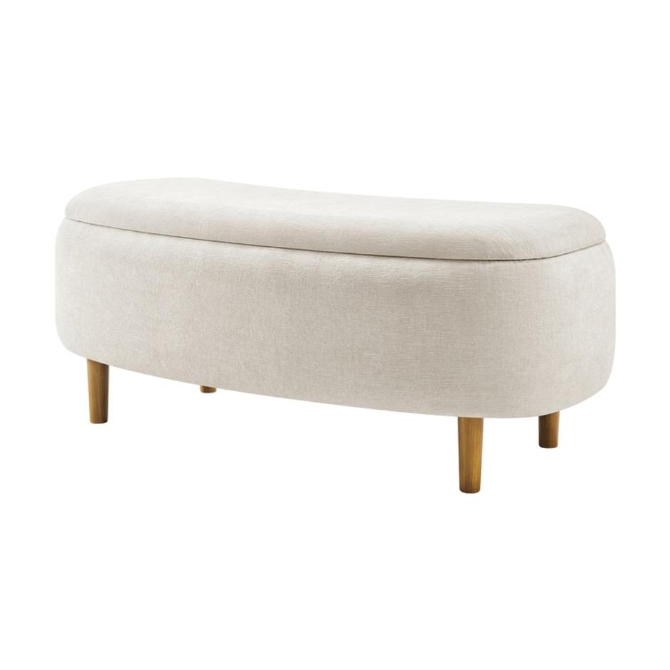 Leony Chenille Storage Bench, Seneca Beige  by New Pacific Direct