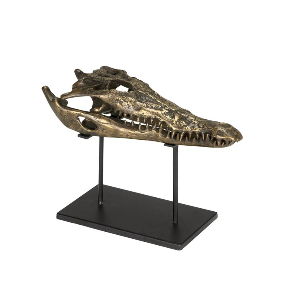 Brass Alligator On Stand, Medium by Noir Furniture