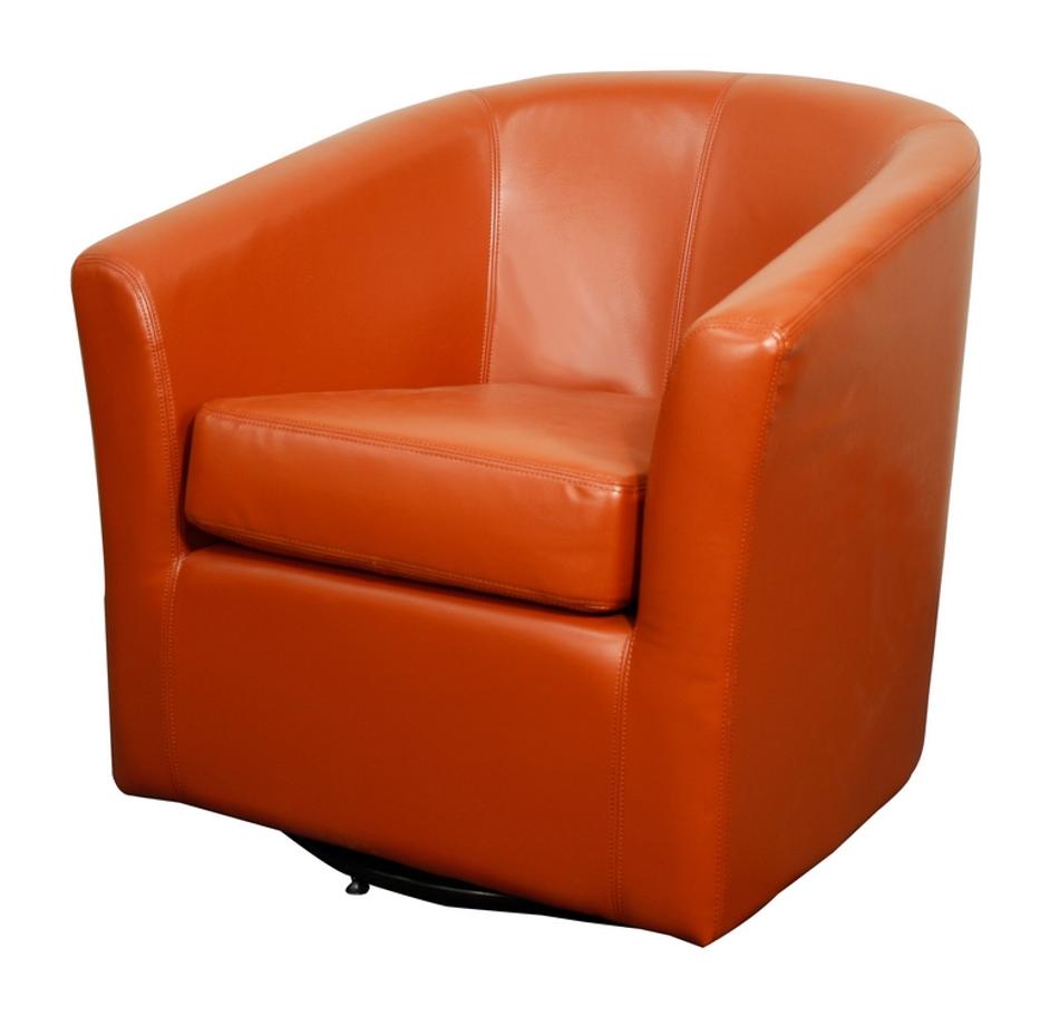 Hayden SWIVEL Bonded Leather Arm Chair In Pumpkin by New Pacific Direct