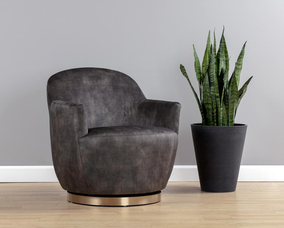 Casey Swivel Lounge Chair - Nono Shitake by Sunpan