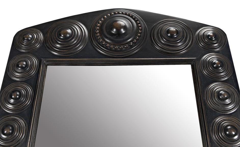 Nanna Mirror, Hand Rubbed Black with Light Brown Trim by Noir Furniture