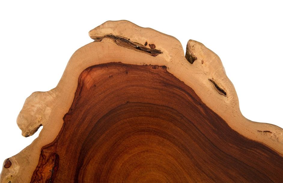 Makha Burled Wood Side Table, Forged Legs by PHILLIPS COLLECTION