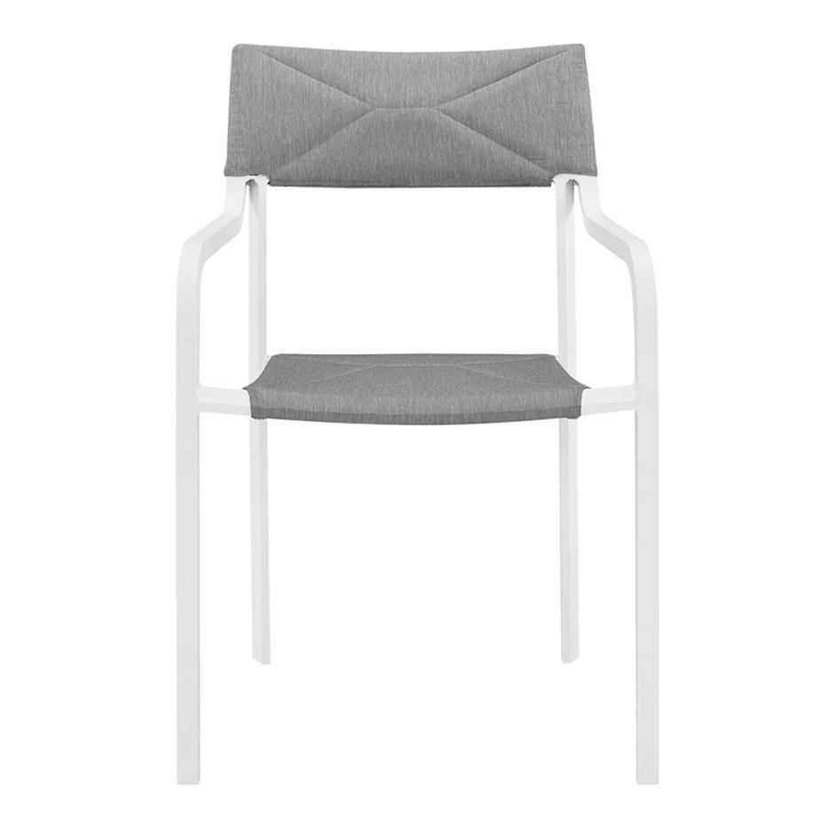 Fenimore Stackable Outdoor Patio Aluminum Dining Armchair In White Gray by Modway Furniture