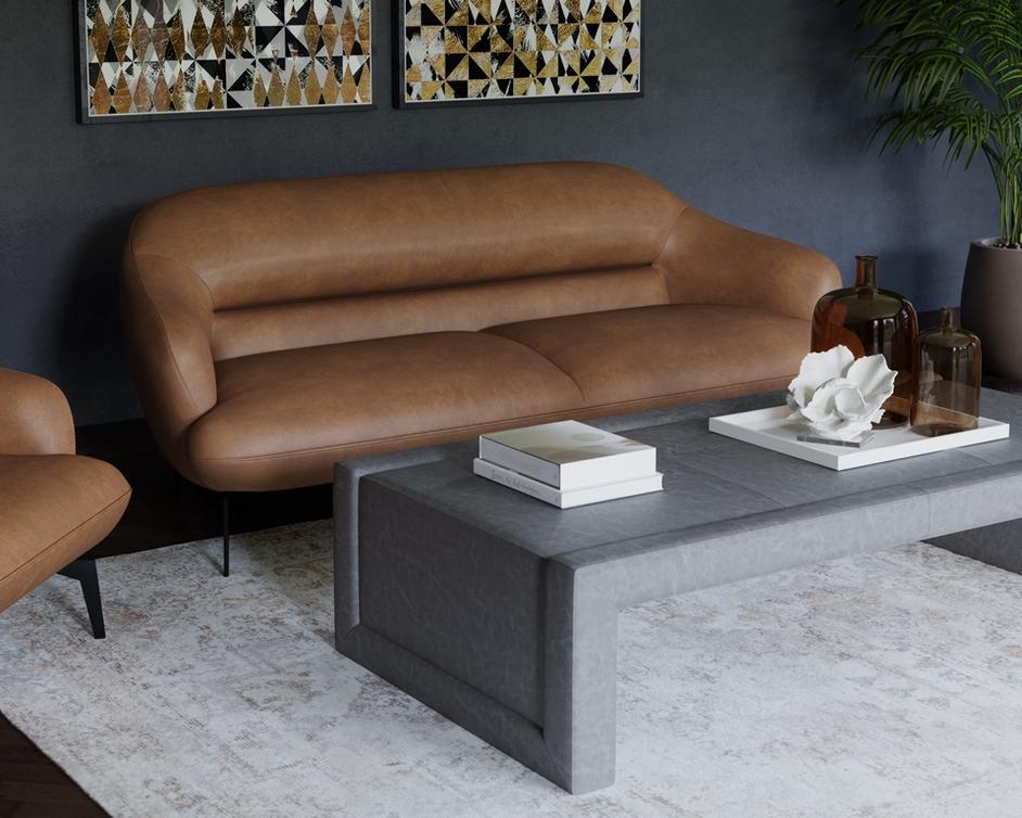 ARMANI SOFA - COGNAC LEATHER by Sunpan