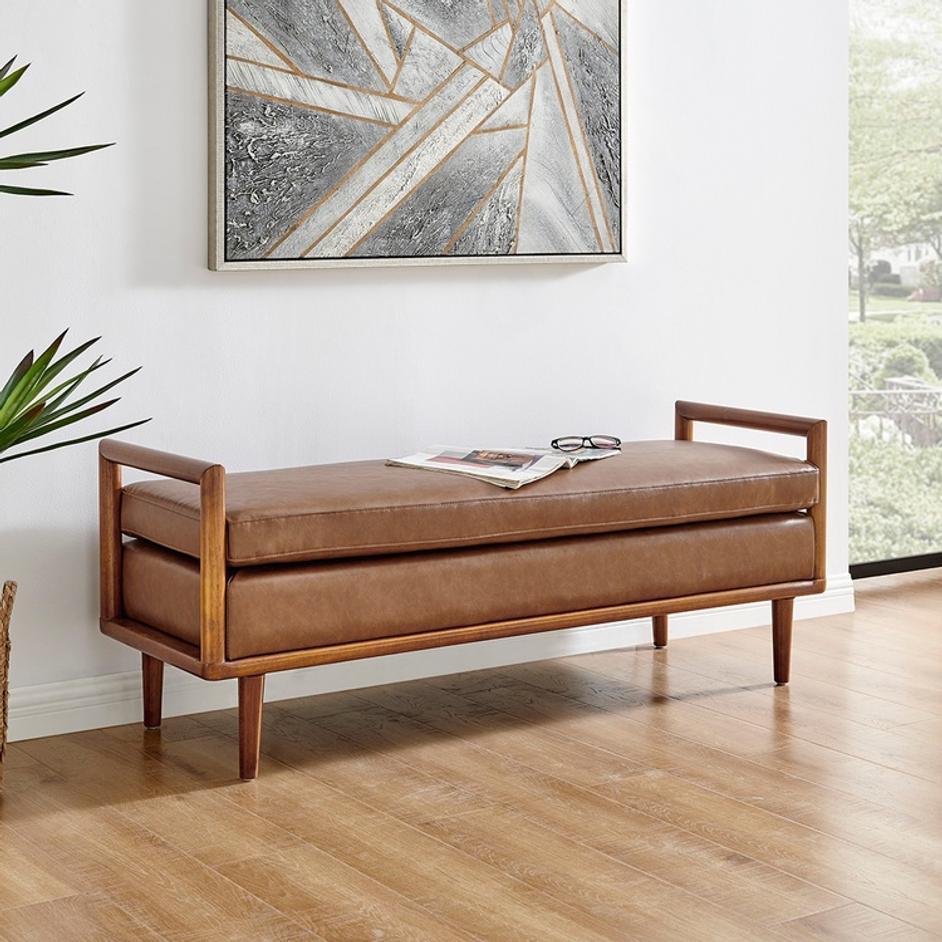 William KD PU Bench, Vintage Cider by New Pacific Direct