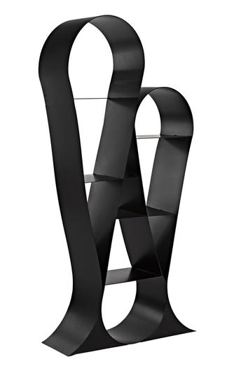 Zaha Industrial Steel Bookcase in Matte Black by Noir Furniture