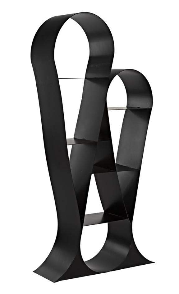 Zaha Industrial Steel Bookcase in Matte Black by Noir Furniture