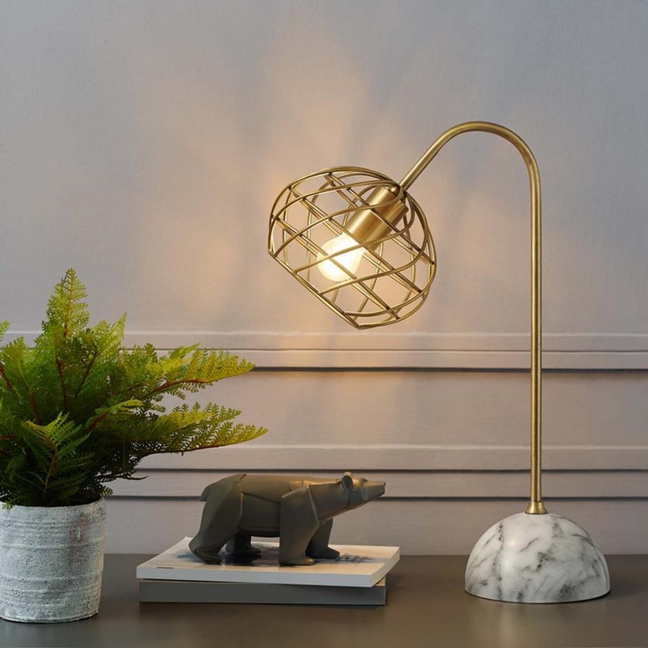 Watley Brass And Faux White Marble Table Lamp by Modway Furniture