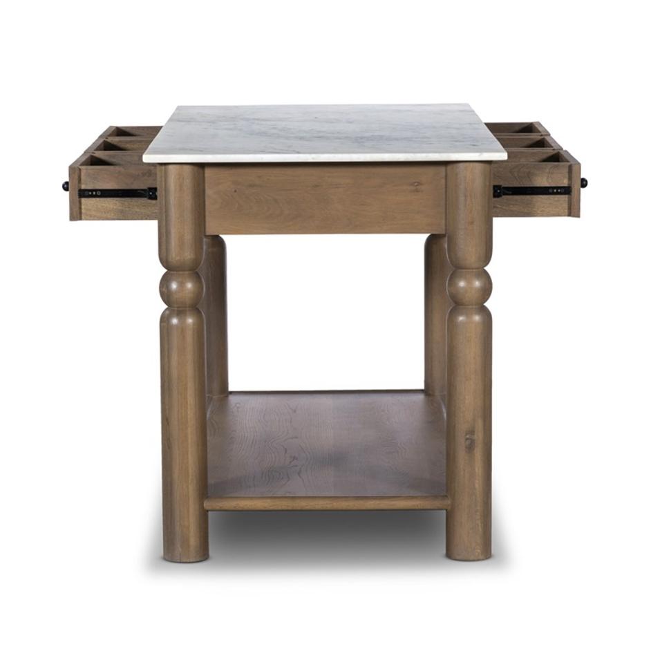 Dothan Kitchen Island - White Marble by Four Hands