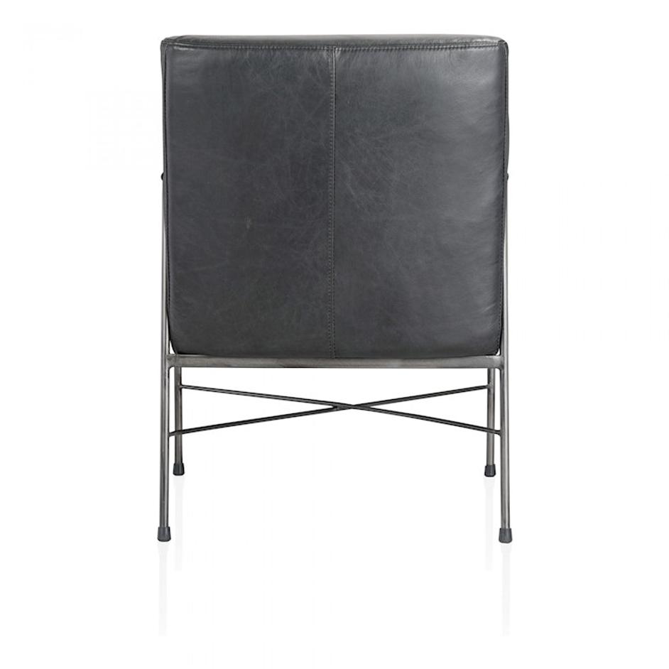 DAGWOOD LEATHER ARM CHAIR ONYX BLACK LEATHER by Moes Home
