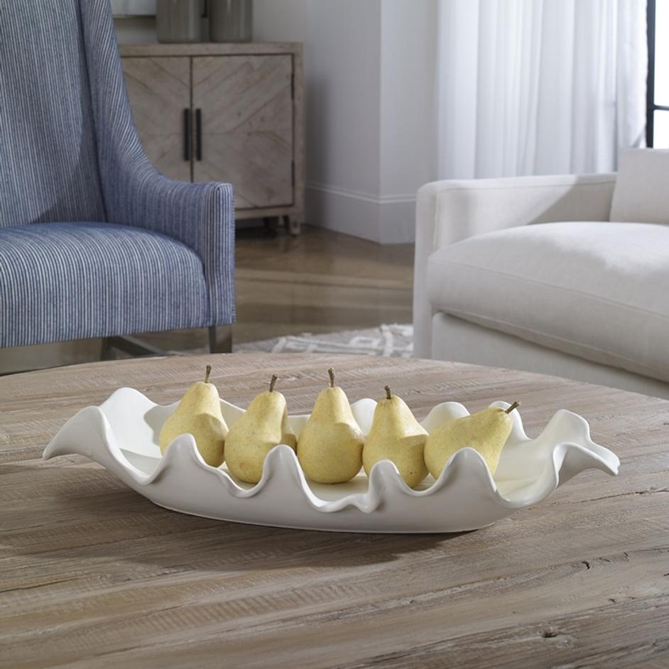 Ruffled Feathers Modern White Bowl by Uttermost