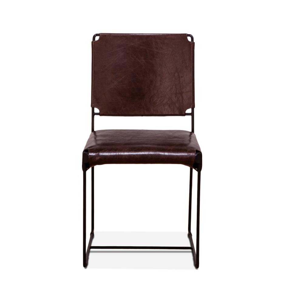 New York Iron and Chocolate Leather Dining Chair by Home Trends & Design