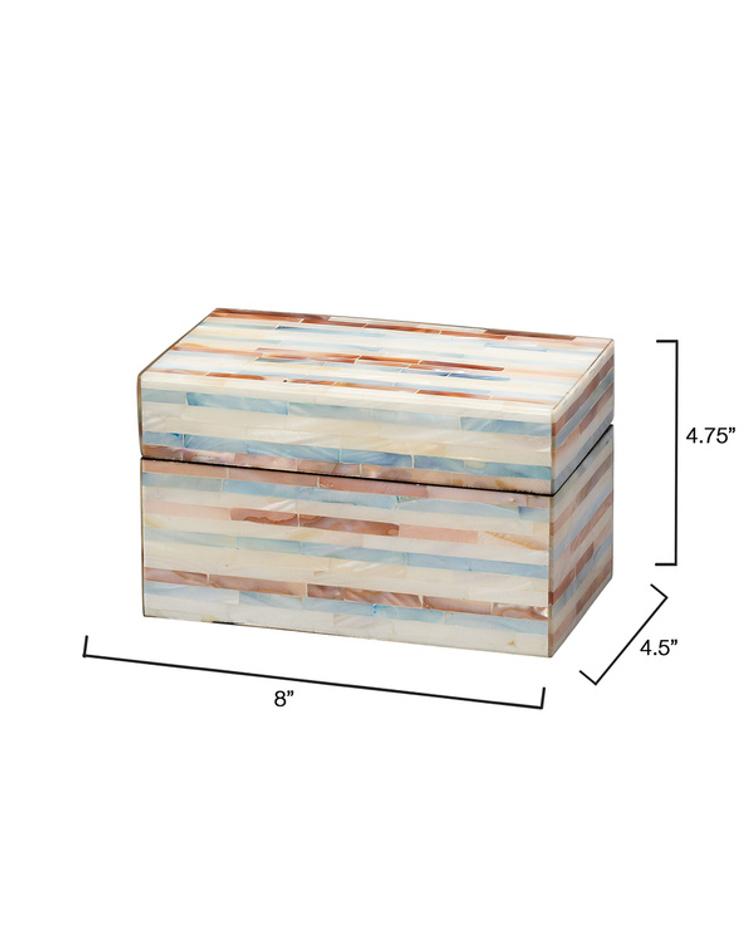 Roosevelt Blue Mother of Pearl Decorative Box, Small by Jamie Young