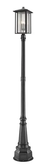 Aspen 3 Light Outdoor Post Mounted Fixture in Black Finish by Z-Lite