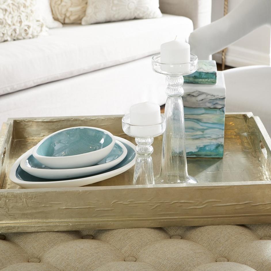 Medium Nice Dream Tray in White and Green by Cyan Design