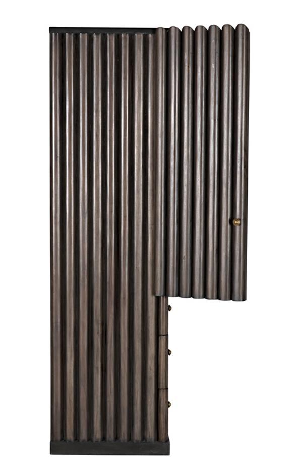 Amunet Mahogany Hutch in Pale Finish with Light Brown Trim and Brass Pulls by Noir Furniture