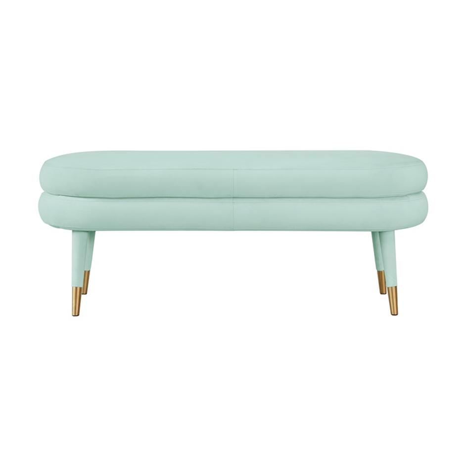 Betty Sea Foam Green Velvet Bench by tov furniture