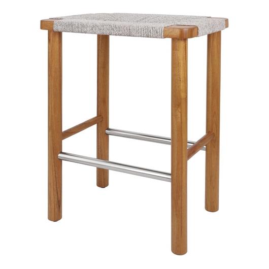 Elio Wood Counter Stool w/ Rope, Natural/Sand Lace by New Pacific Direct