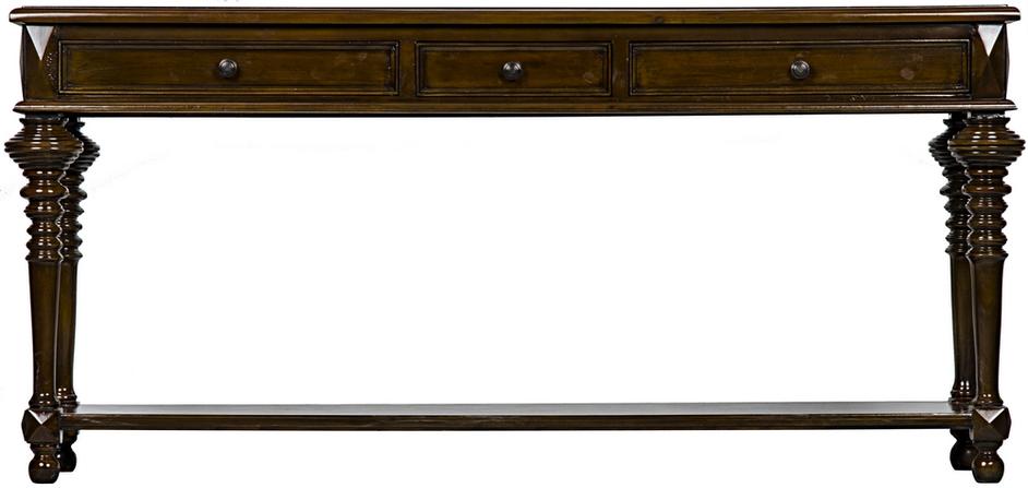 Colonial Birch and Veneer Large Sofa Table in Distressed Brown by Noir Furniture