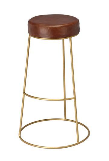  Henry Round Leather Bar Stool, Brown by Jamie Young