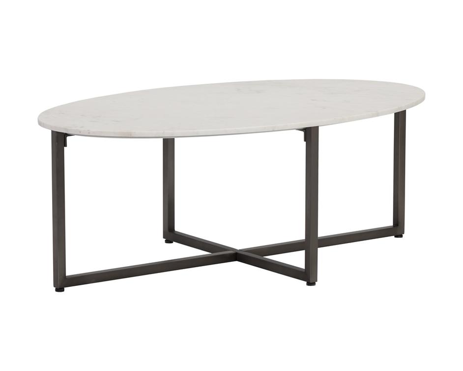 Kiara Coffee Table - Gunmetal - White Marble by Sunpan