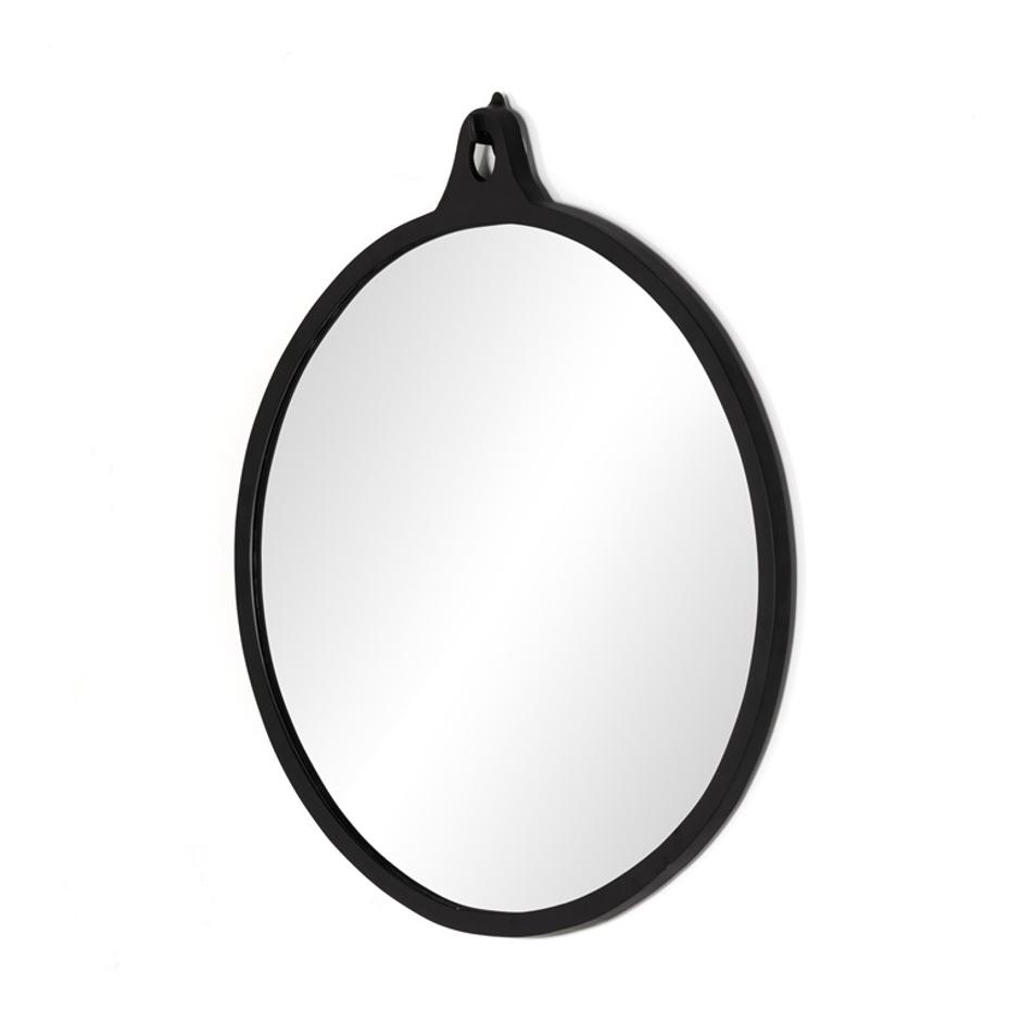 Hyde Round Mirror In Black Aluminum by FOUR HANDS