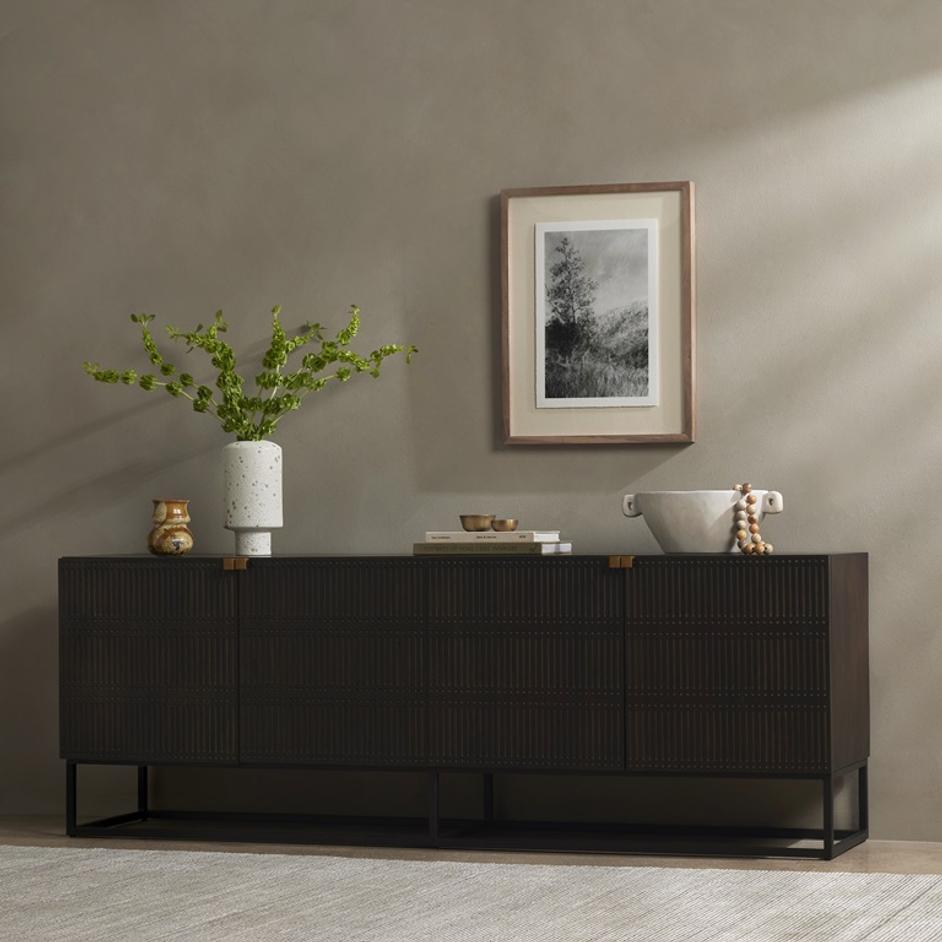 Kelby Closed Media Console In Brown by FOUR HANDS