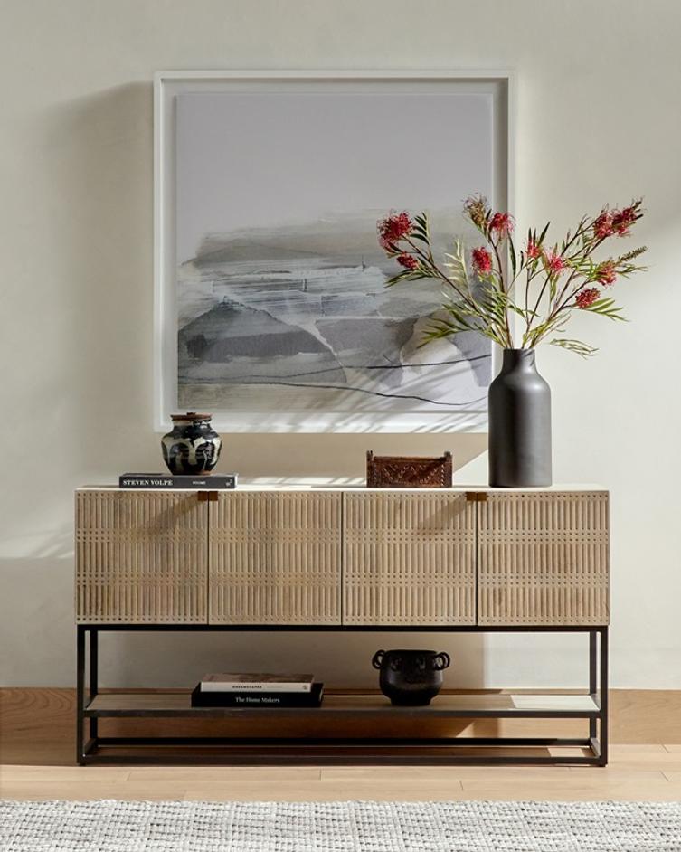 Kelby Small Media Console In Light Wash by FOUR HANDS