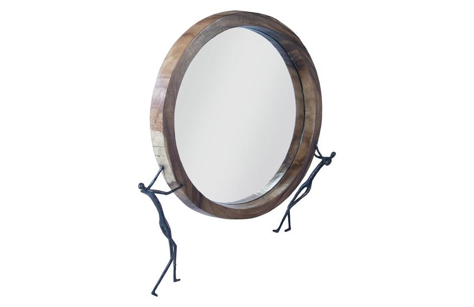 Atlas Mirror, Chamcha Wood, Natural, Metal by PHILLIPS COLLECTION