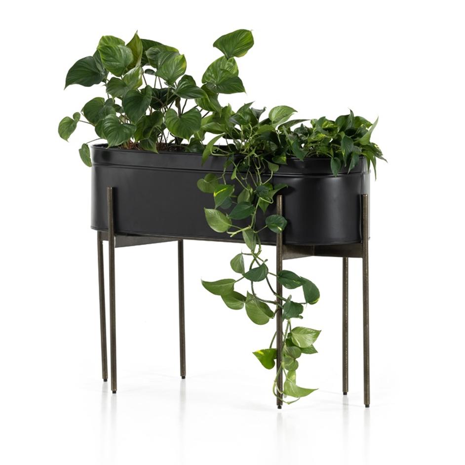 Jed Large Planter In Iron Matte Black by FOUR HANDS