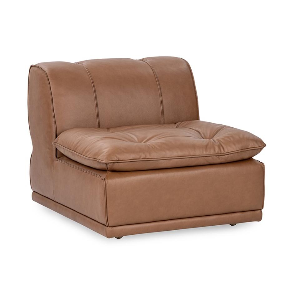 Haven Leather Armless Chair Toffee Brown by Classic Home