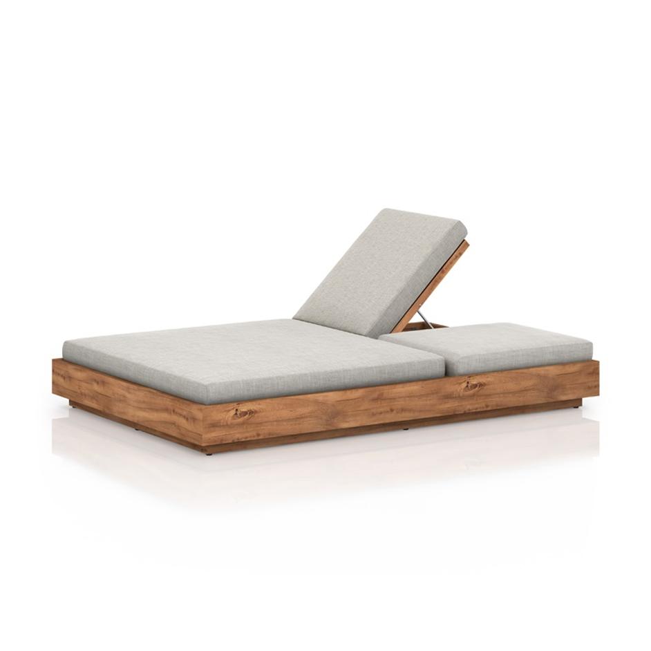 Kinta Outdoor Double Chaise Lounge In Stone by FOUR HANDS