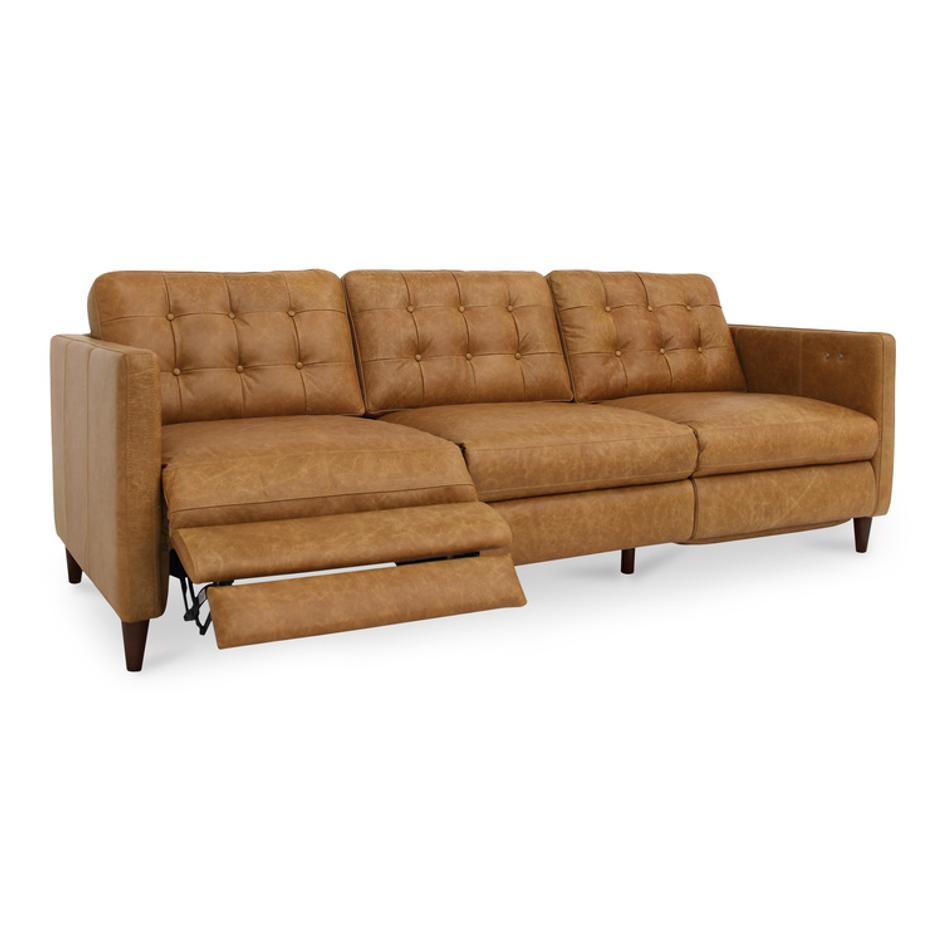 Bridgers Power Recliner Sofa Tan Leather by Moes Home