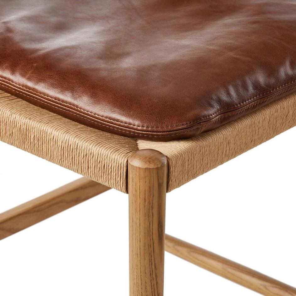 Dara Bar Stool In Dulane Mahogany And Natural Paper Cord And Toasted Ash by Four Hands