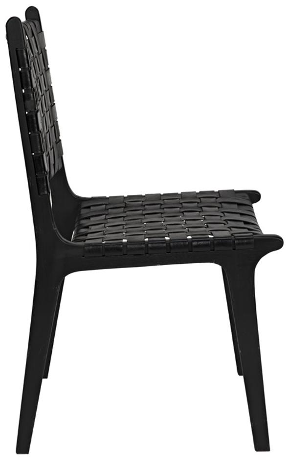 Dede Dining Chair, Leather, Black by Noir Furniture