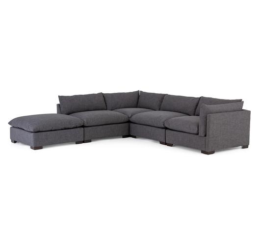 WESTWOOD 4-PIECE SECTIONAL W/ OTTOMAN- BENNETT CHARCOAL by FOUR HANDS