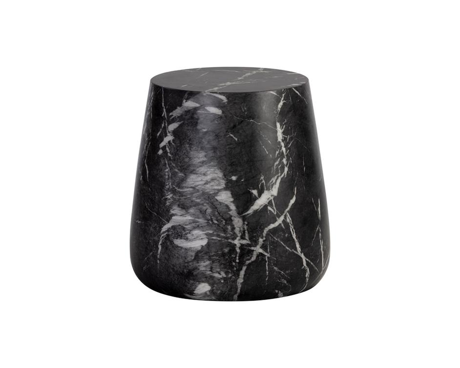 Aries Side Table - Marble Look - Black by Sunpan