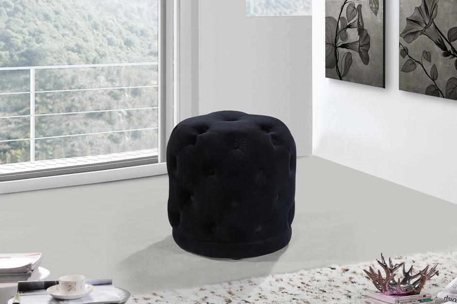 Joshua Ottoman/Stool In Black Velvet by Meridian Furniture