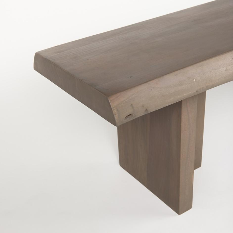 Konstantin 70.0 x 18.0 x 18.0 Medium Brown Wood W/ Live Edge Bench by Mercana