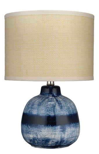 Batik Ceramic Table Lamp with Raffia Shade by Jamie Young