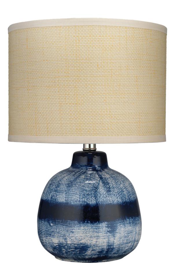 Batik Ceramic Table Lamp with Raffia Shade by Jamie Young
