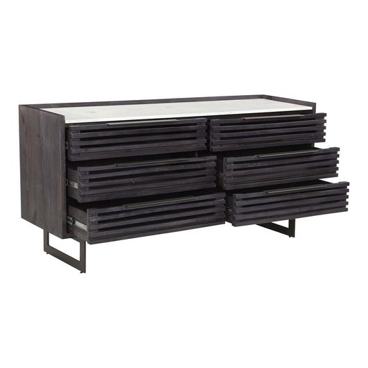 Paloma 6 Drawer Dresser Black Charcoal Grey by Moes Home