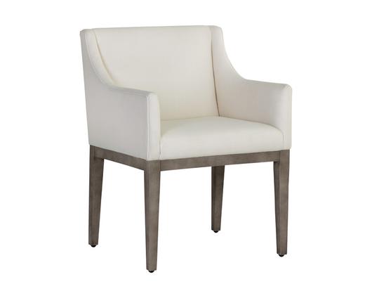 MALIK DINING ARMCHAIR - ASH GREY - LINOSO IVORY by Sunpan