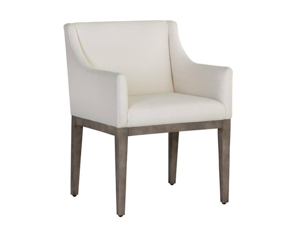 MALIK DINING ARMCHAIR - ASH GREY - LINOSO IVORY by Sunpan