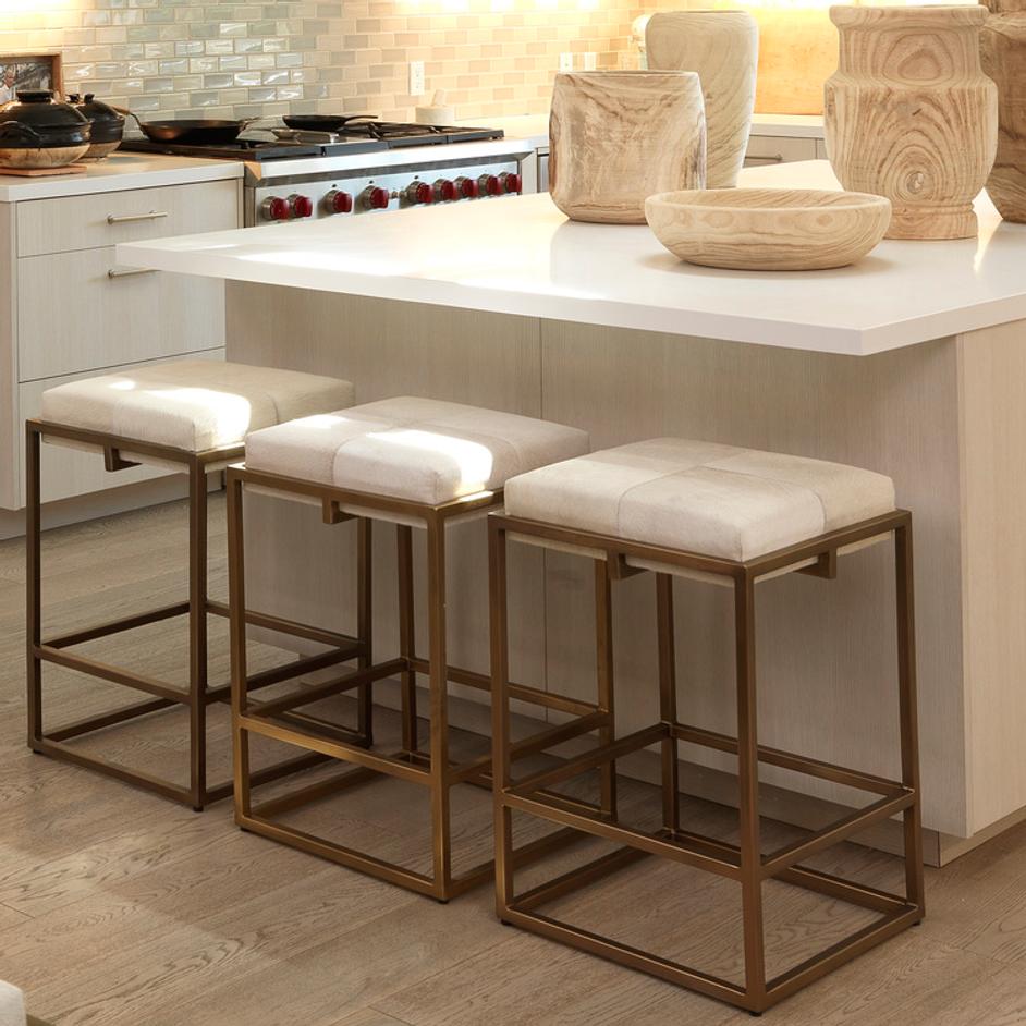 Shelby Hide Counter Stool, White by Jamie Young