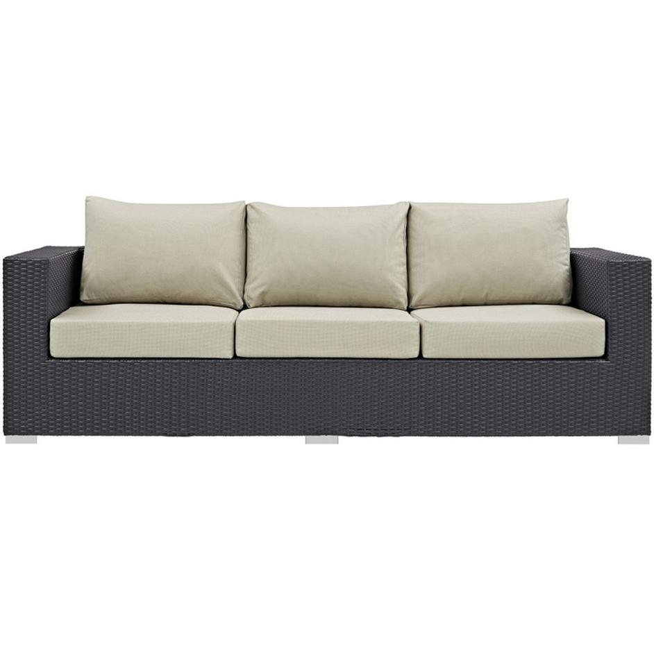 Minerva Outdoor Patio Sofa In Espresso Beige by Modway Furniture