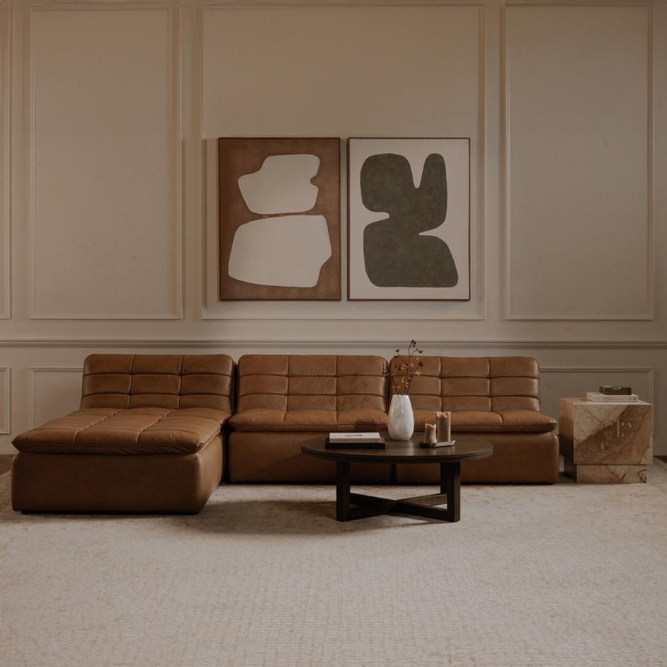 Lino Ottoman Tan Leather by Moes Home